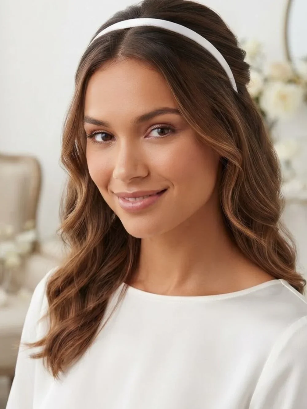 Satin Thin‎ Headband Head Band white ivory